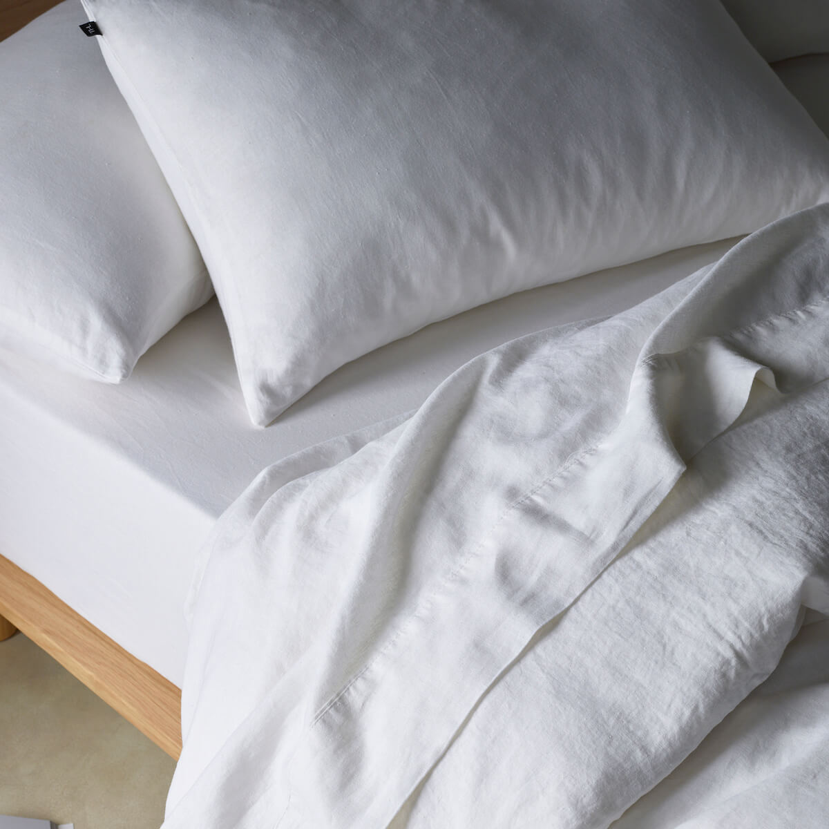 The Honest Label Pure Linen Quilt Cover Set Incl Pillowcases in Flax with beige tones pillowcase product view THL product image 8