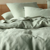 The Honest Label Pure Linen Standard Pillowcase (2 Pack) in Sage with green tones pillowcase product view THL product image 3
