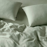 The Honest Label Pure Linen Standard Pillowcase (2 Pack) in Sage with green tones pillowcase product view THL product image 4