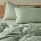 The Honest Label Pure Linen Standard Pillowcase (2 Pack) in Sage with green tones pillowcase product view THL product image 1