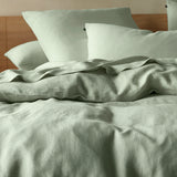 The Honest Label Pure Linen Quilt Cover Set Incl Pillowcases in Sage with green tones pillowcase product view THL product image 1