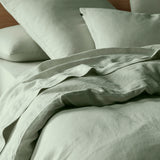 The Honest Label Pure Linen Quilt Cover Set Incl Pillowcases in Sage with green tones pillowcase product view THL product image 2