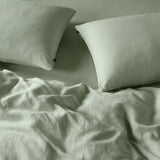 The Honest Label Pure Linen Quilt Cover Set Incl Pillowcases in Sage with green tones pillowcase product view THL product image 3