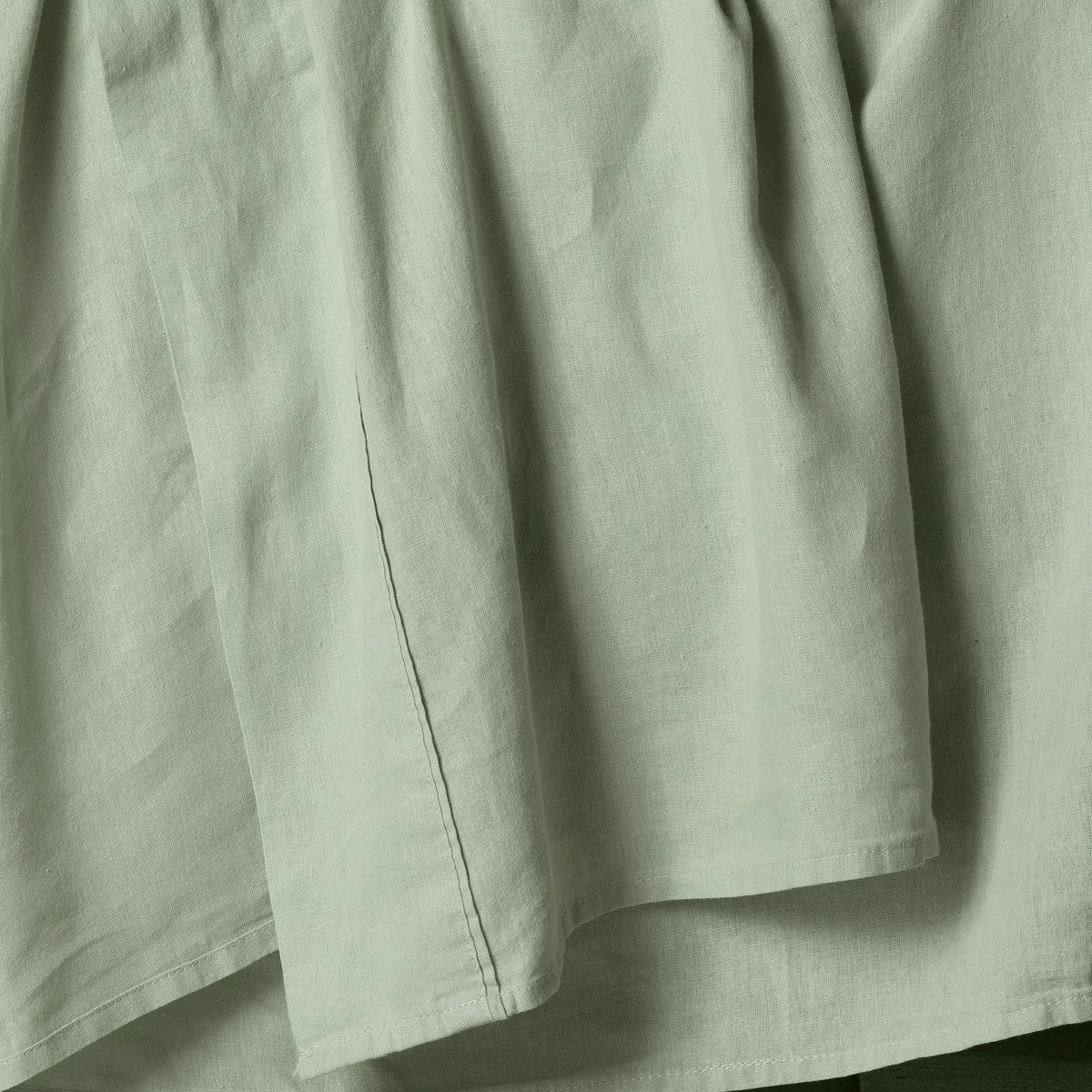 The Honest Label Pure Linen Fitted Sheet in Sage with green tones fitted sheet product view THL product image 1