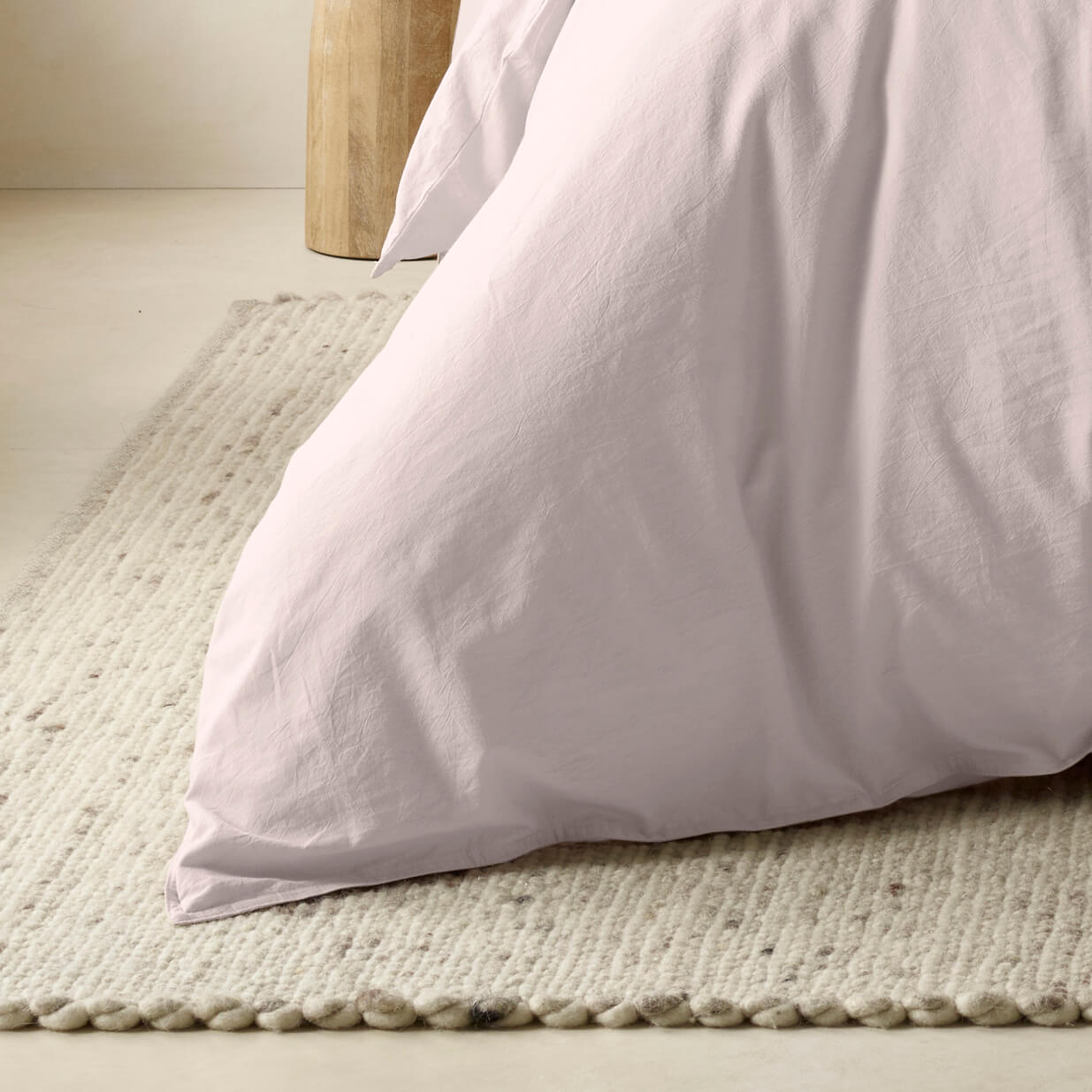 The Honest Label Washed Cotton Quilt Cover in Blush with pink tones quilt cover close up detail THL product image 1