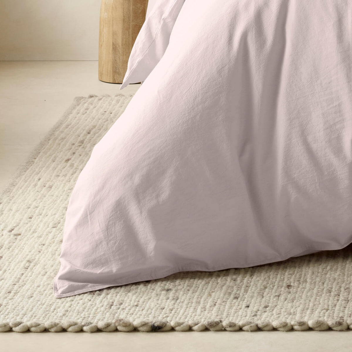 The Honest Label Washed Cotton Quilt Cover in Blush with pink tones quilt cover close up detail THL product image 1