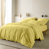 The Honest Label Washed Cotton European Pillowcase in Butter with yellow tones pillowcase product view THL product image 3