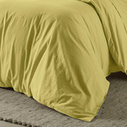 The Honest Label Washed Cotton Quilt Cover in Butter with yellow tones quilt cover close up detail THL product image 2