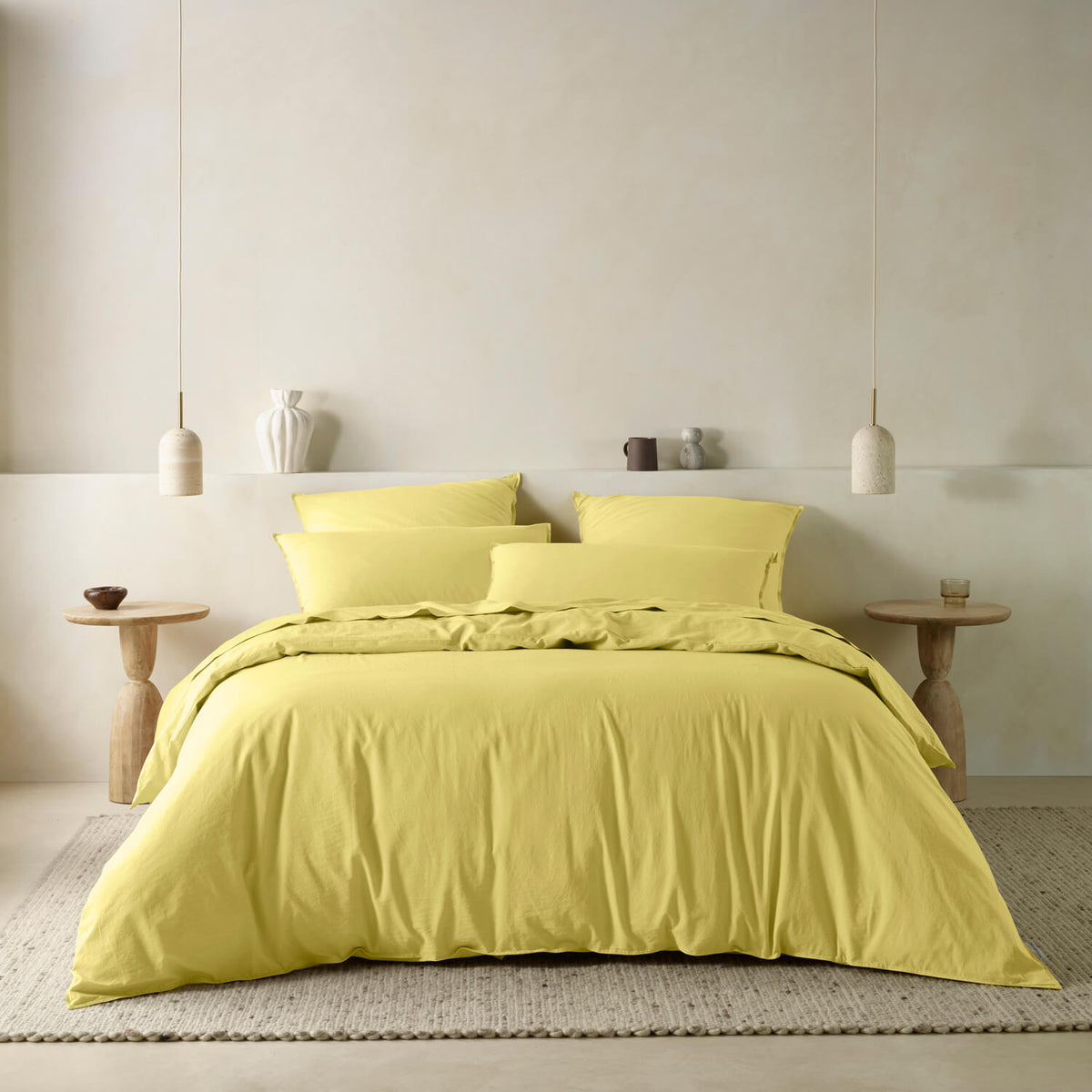 The Honest Label Washed Cotton Standard Pillowcase (2 Pack) in Butter with yellow tones pillowcase product view THL product image 4