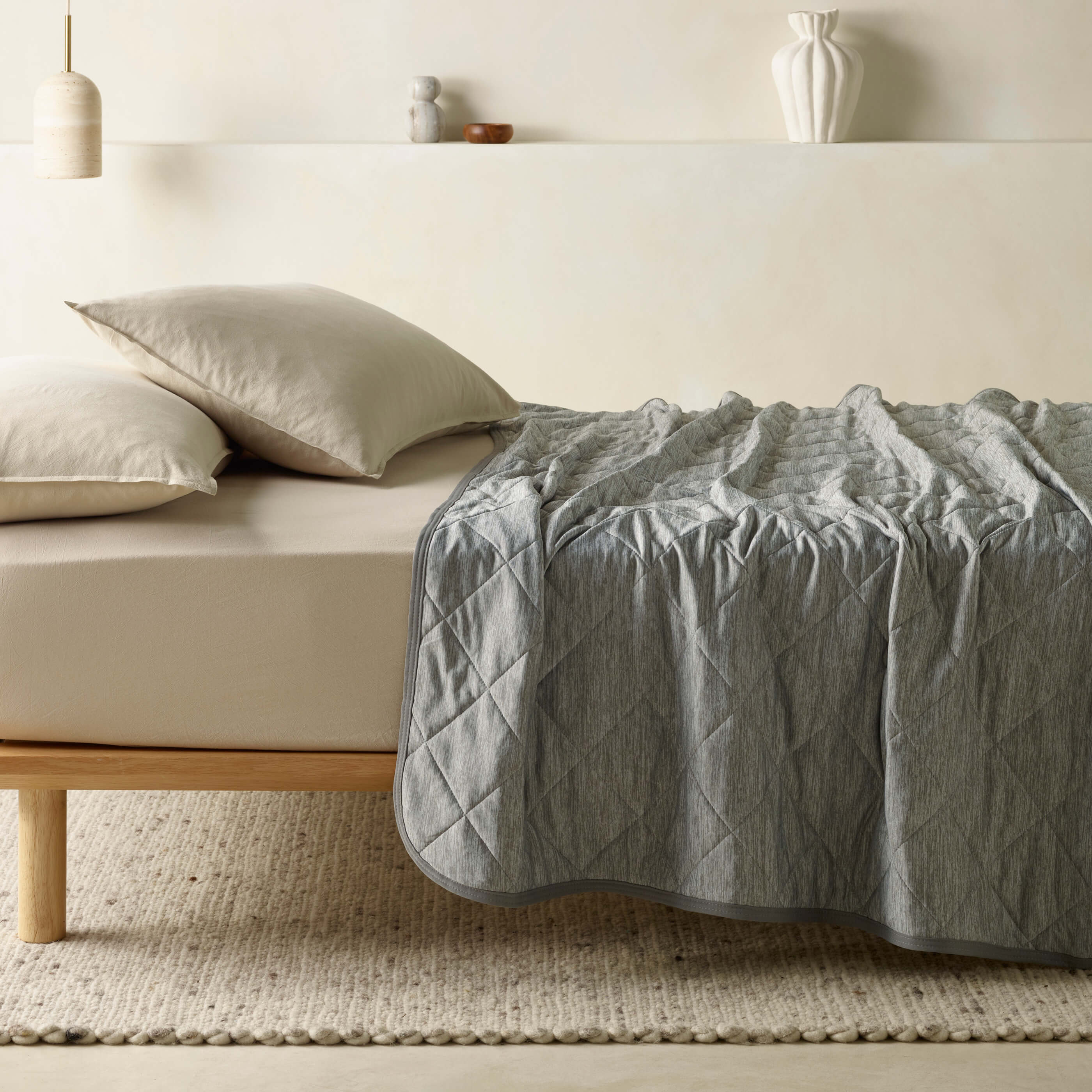 The Honest Label Cooling Throw in Grey with grey tones throw blanket product view