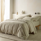 The Honest Label Washed Cotton European Pillowcase in Flax with beige tones pillowcase product view THL product image 3