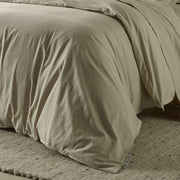 The Honest Label Washed Cotton Quilt Cover in Flax with beige tones quilt cover close up detail THL product image 2