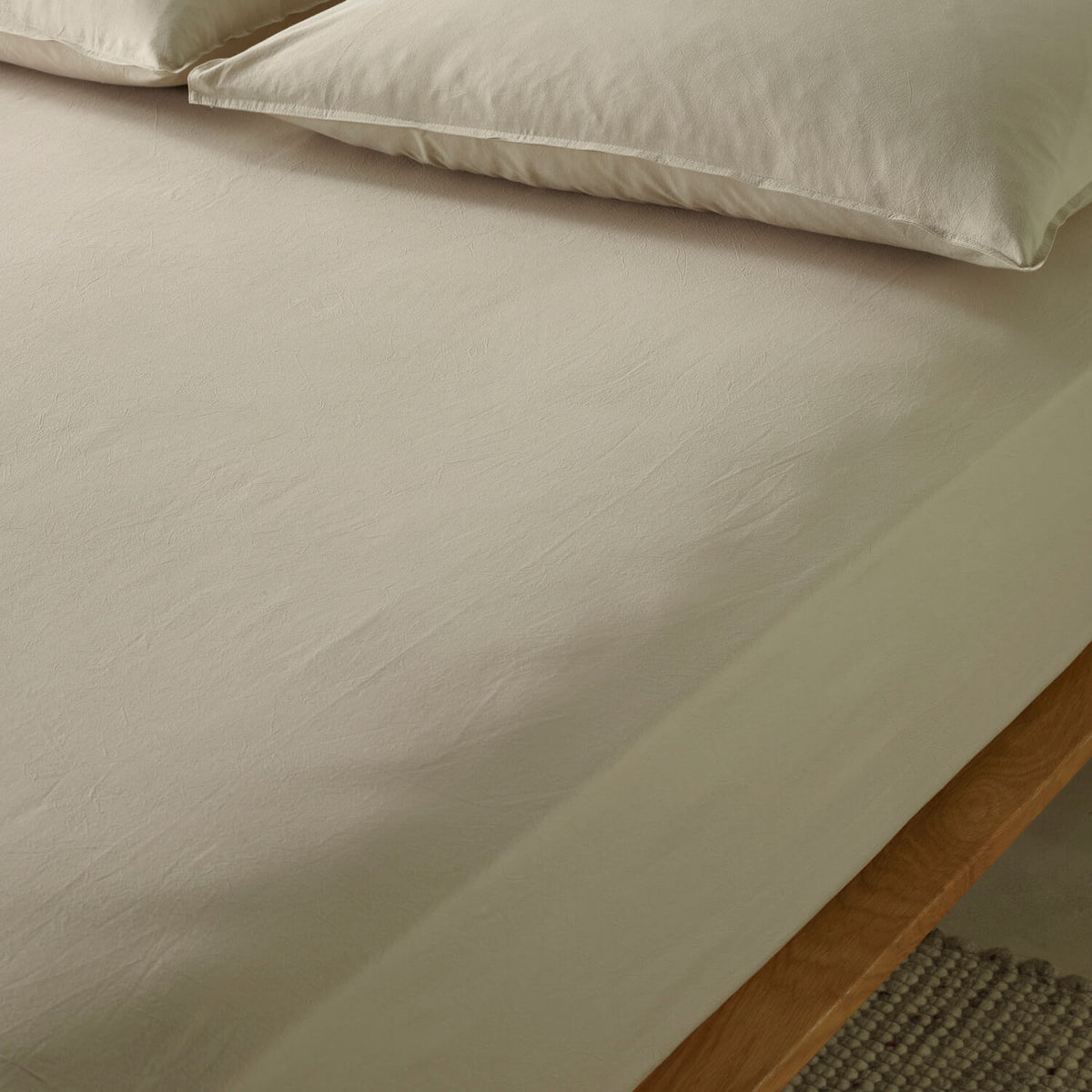 The Honest Label Washed Cotton Standard Pillowcase (2 Pack) in Flax with beige tones pillowcase product view THL product image 3