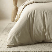 The Honest Label Washed Cotton Quilt Cover in Flax with beige tones quilt cover close up detail THL product image 1