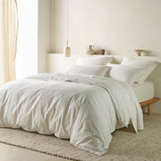 The Honest Label Washed Cotton European Pillowcase in White with white tones pillowcase product view THL product image 3