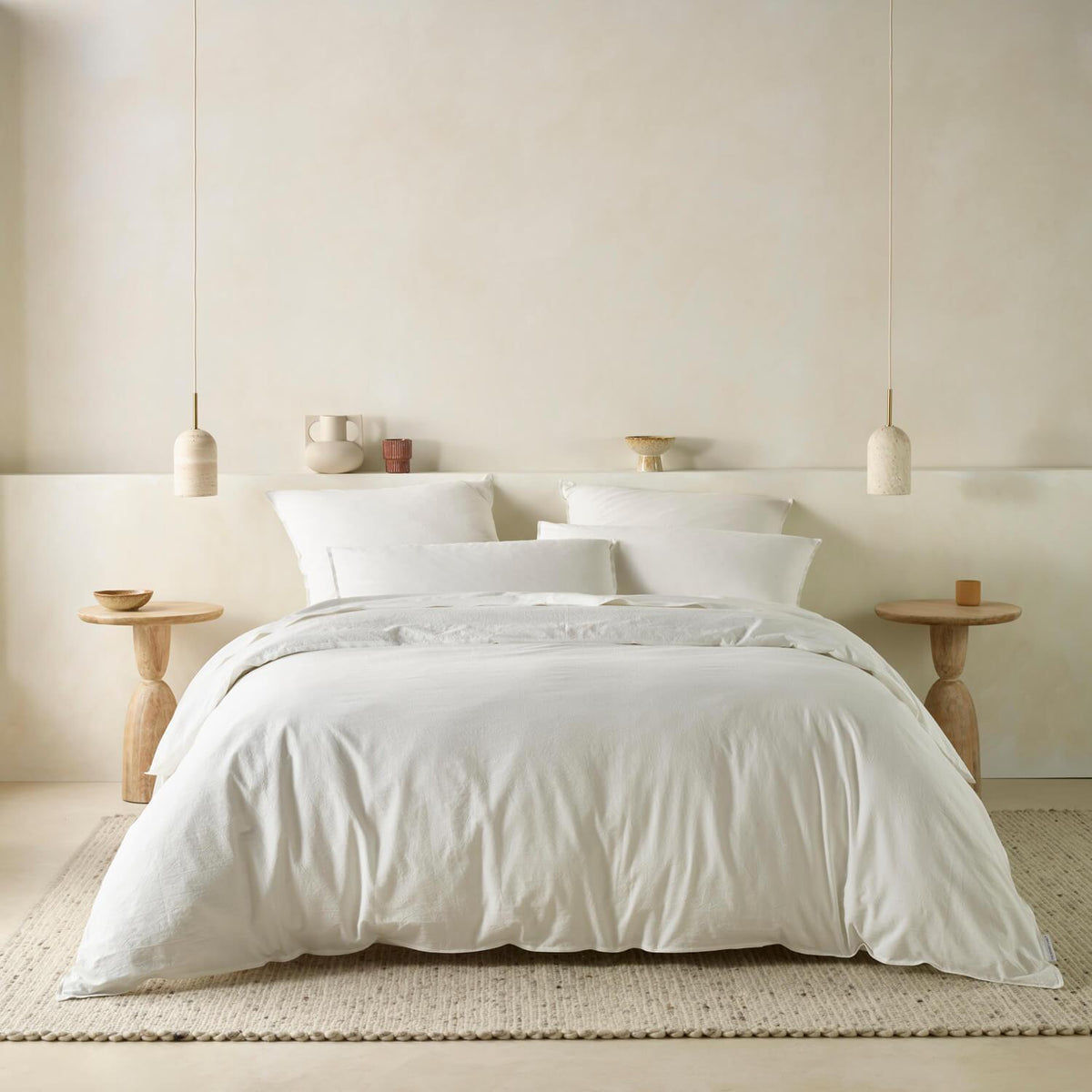 The Honest Label Washed Cotton Standard Pillowcase (2 Pack) in White with white tones pillowcase product view THL product image 4
