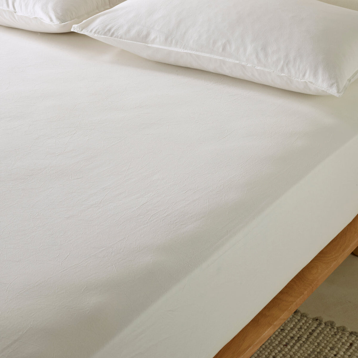 The Honest Label Washed Cotton Standard Pillowcase (2 Pack) in White with white tones pillowcase product view THL product image 2