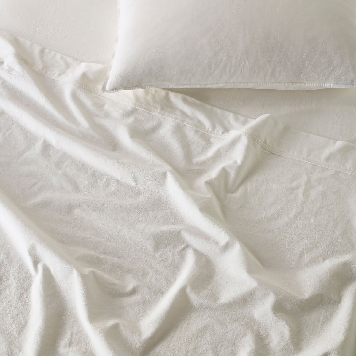 The Honest Label Washed Cotton Standard Pillowcase (2 Pack) in White with white tones pillowcase product view THL product image 3