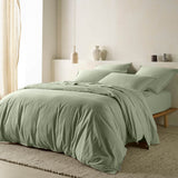 The Honest Label Washed Cotton European Pillowcase in Sage with green tones pillowcase product view THL product image 3