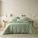 The Honest Label Washed Cotton Standard Pillowcase (2 Pack) in Sage with green tones pillowcase product view THL product image 4