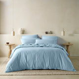 The Honest Label Washed Cotton Standard Pillowcase (2 Pack) in Skye with blue tones pillowcase product view THL product image 4
