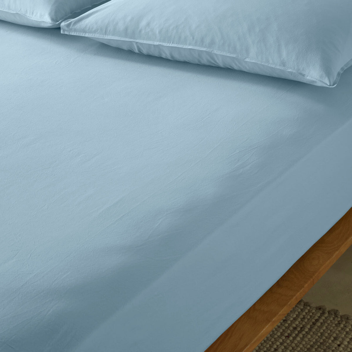 The Honest Label Washed Cotton Standard Pillowcase (2 Pack) in Skye with blue tones pillowcase product view THL product image 3
