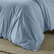 The Honest Label Washed Cotton Quilt Cover in Skye with blue tones quilt cover close up detail THL product image 2