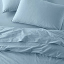 The Honest Label Washed Cotton Standard Pillowcase (2 Pack) in Skye with blue tones pillowcase top view