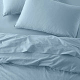 The Honest Label Washed Cotton Standard Pillowcase (2 Pack) in Skye with blue tones pillowcase top view