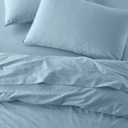 The Honest Label Washed Cotton Standard Pillowcase (2 Pack) in Skye with blue tones pillowcase top view
