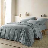 The Honest Label Washed Cotton European Pillowcase in Slate with grey tones pillowcase product view THL product image 3