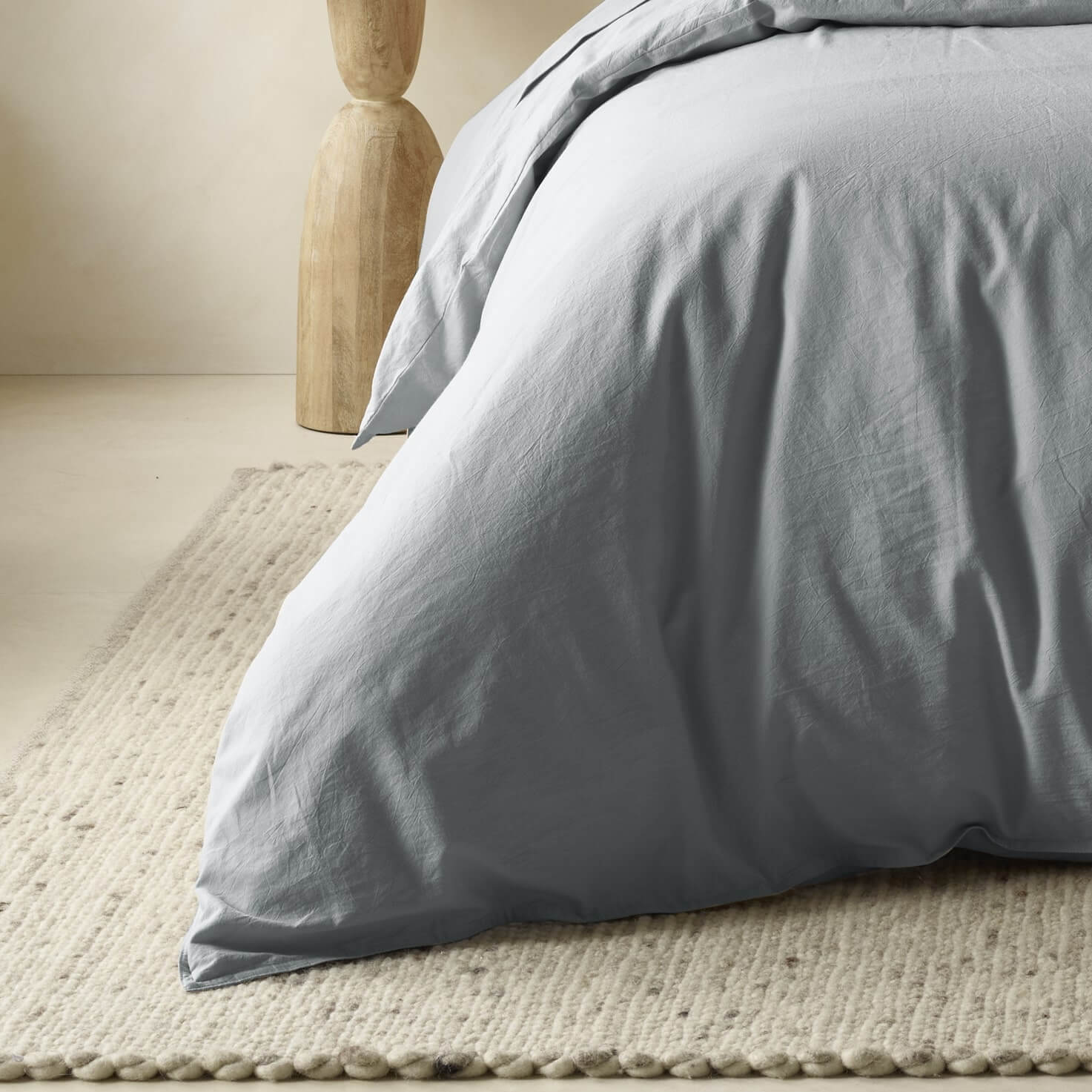 The Honest Label Washed Cotton Quilt Cover in Slate with grey tones quilt cover close up detail THL product image 1