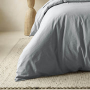 The Honest Label Washed Cotton Quilt Cover in Slate with grey tones quilt cover close up detail THL product image 1