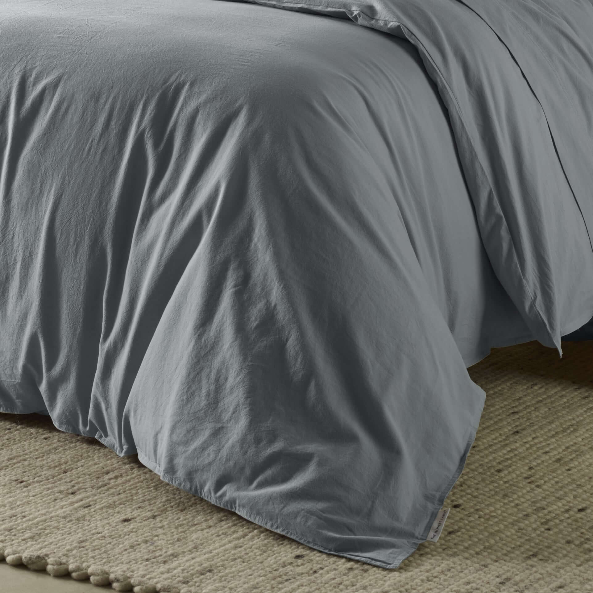 The Honest Label Washed Cotton Quilt Cover in Slate with grey tones quilt cover close up detail THL product image 2