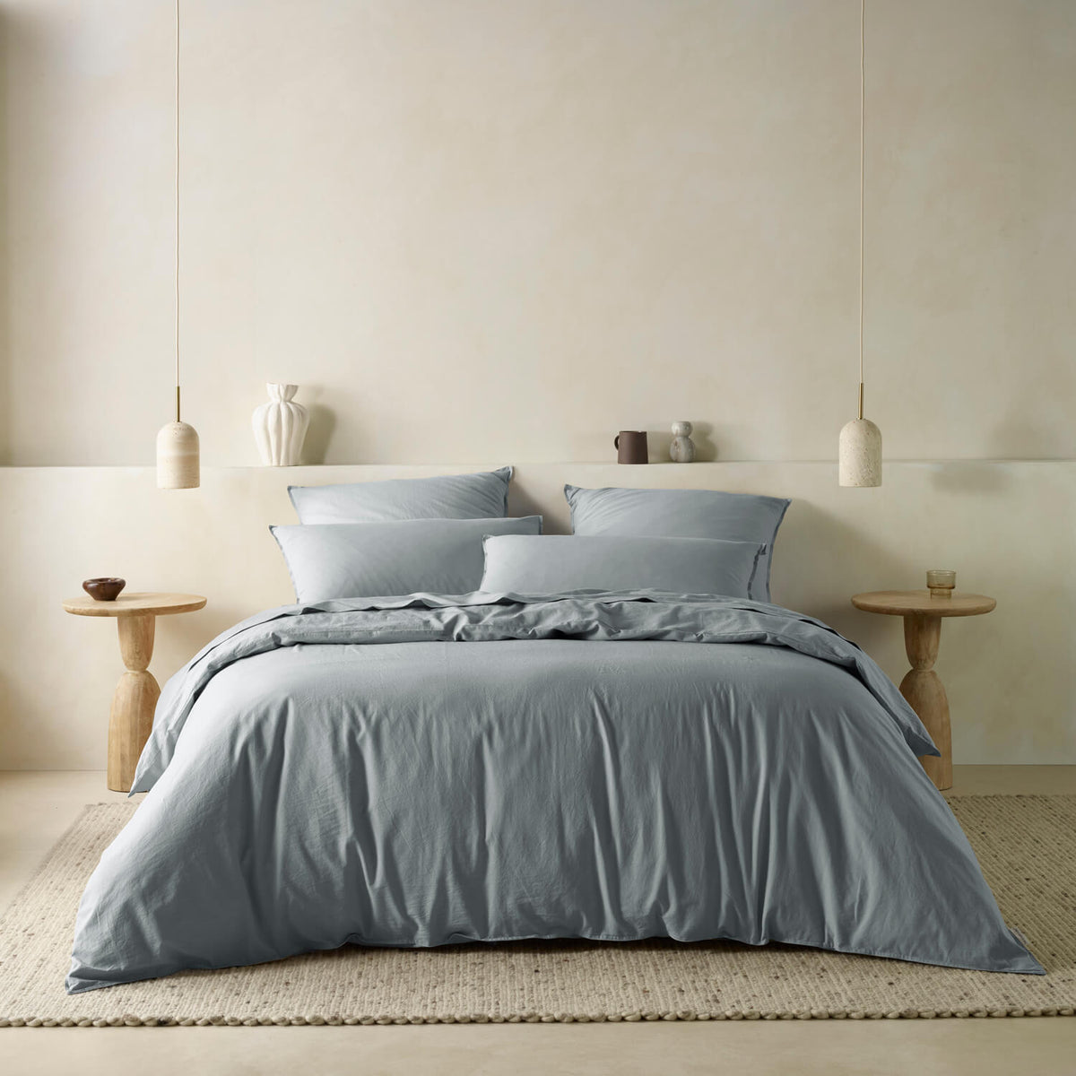 The Honest Label Washed Cotton Standard Pillowcase (2 Pack) in Slate with grey tones pillowcase product view THL product image 4