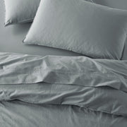 The Honest Label Washed Cotton Standard Pillowcase (2 Pack) in Slate with grey tones pillowcase top view