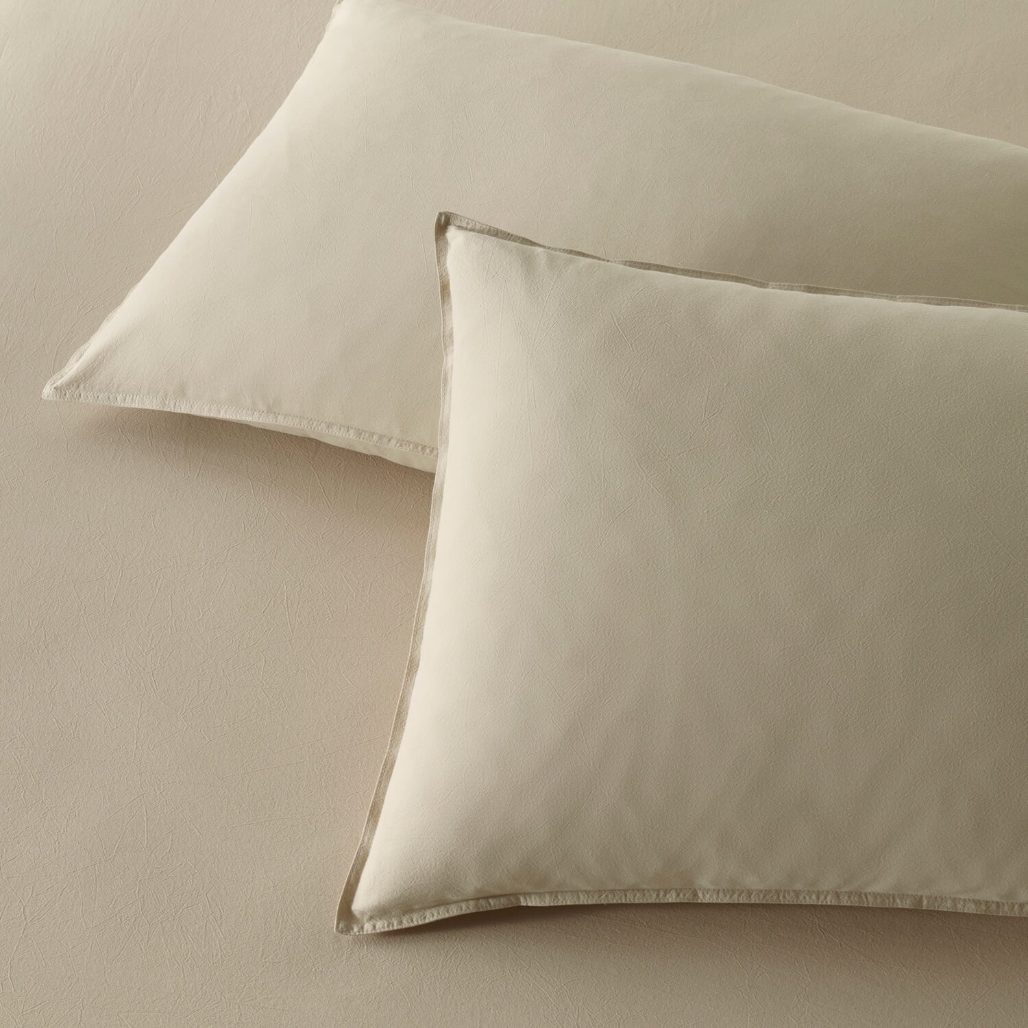 The Honest Label Washed Cotton Standard Pillowcase (2 Pack) in Flax with beige tones pillowcase product view THL product image 1
