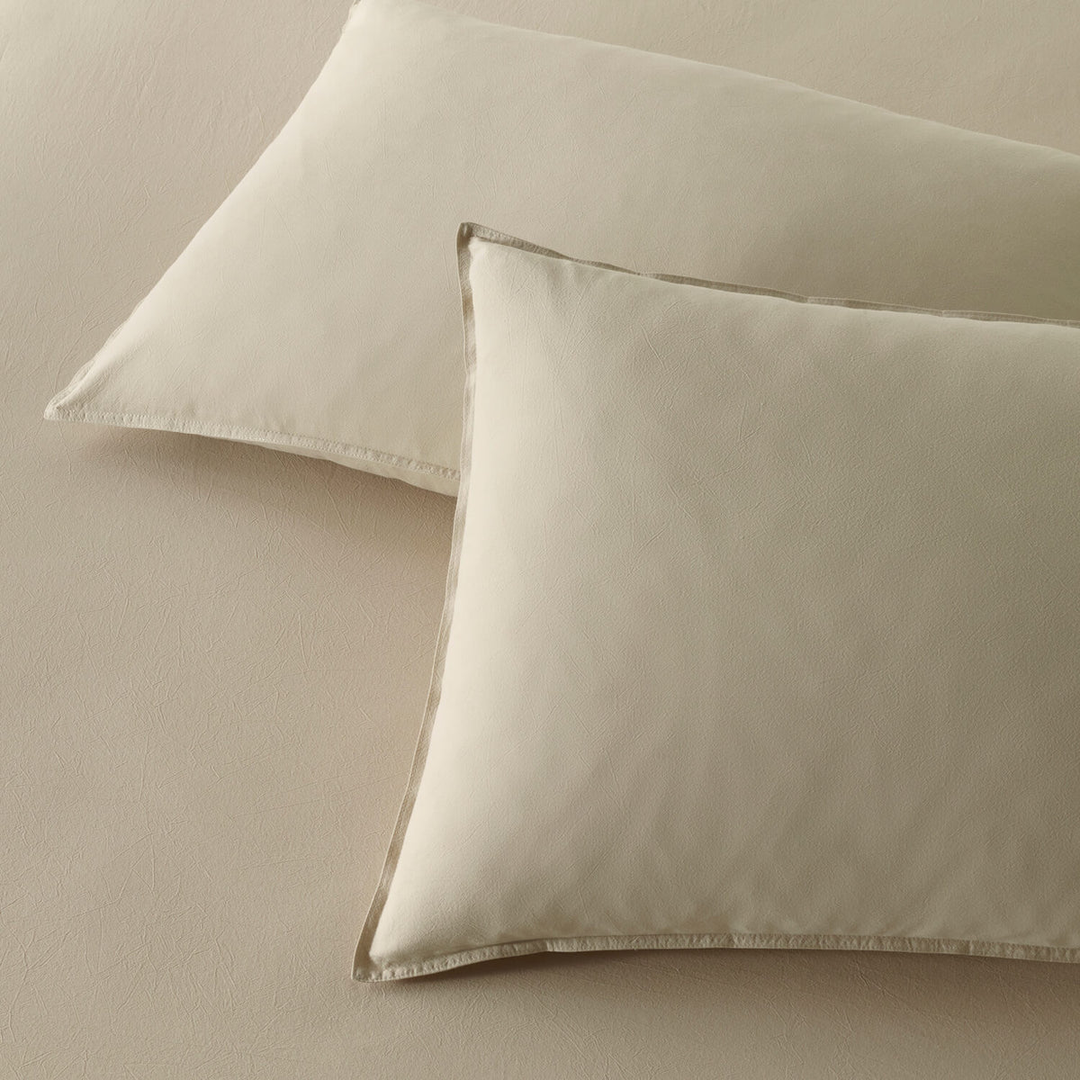The Honest Label Washed Cotton Standard Pillowcase (2 Pack) in Flax with beige tones pillowcase product view THL product image 1