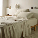 The Honest Label Washed Cotton Flat Sheet in Flax with beige tones flat sheet product view THL product image 1
