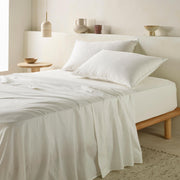 The Honest Label Washed Cotton Flat Sheet in White with white tones flat sheet product view THL product image 1
