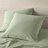 The Honest Label Washed Cotton European Pillowcase in Sage with green tones pillowcase product view THL product image 1