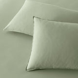 The Honest Label Washed Cotton Standard Pillowcase (2 Pack) in Sage with green tones pillowcase product view THL product image 1
