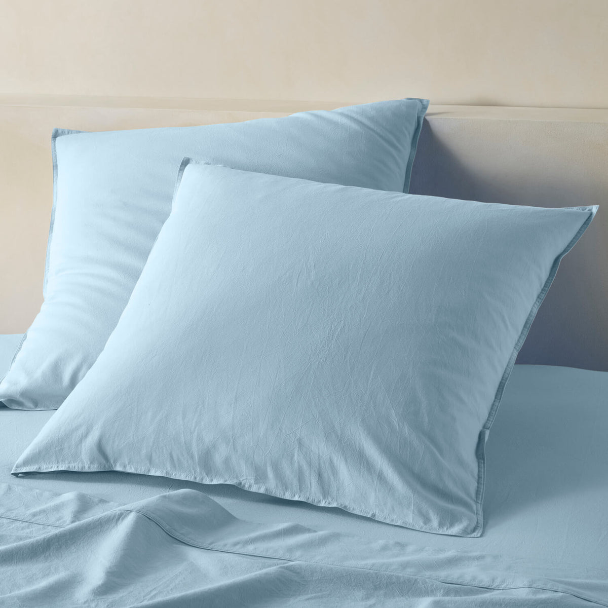 The Honest Label Washed Cotton European Pillowcase in Skye with blue tones pillowcase product view THL product image 1