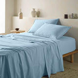 The Honest Label Washed Cotton Flat Sheet in Skye with blue tones flat sheet product view THL product image 1