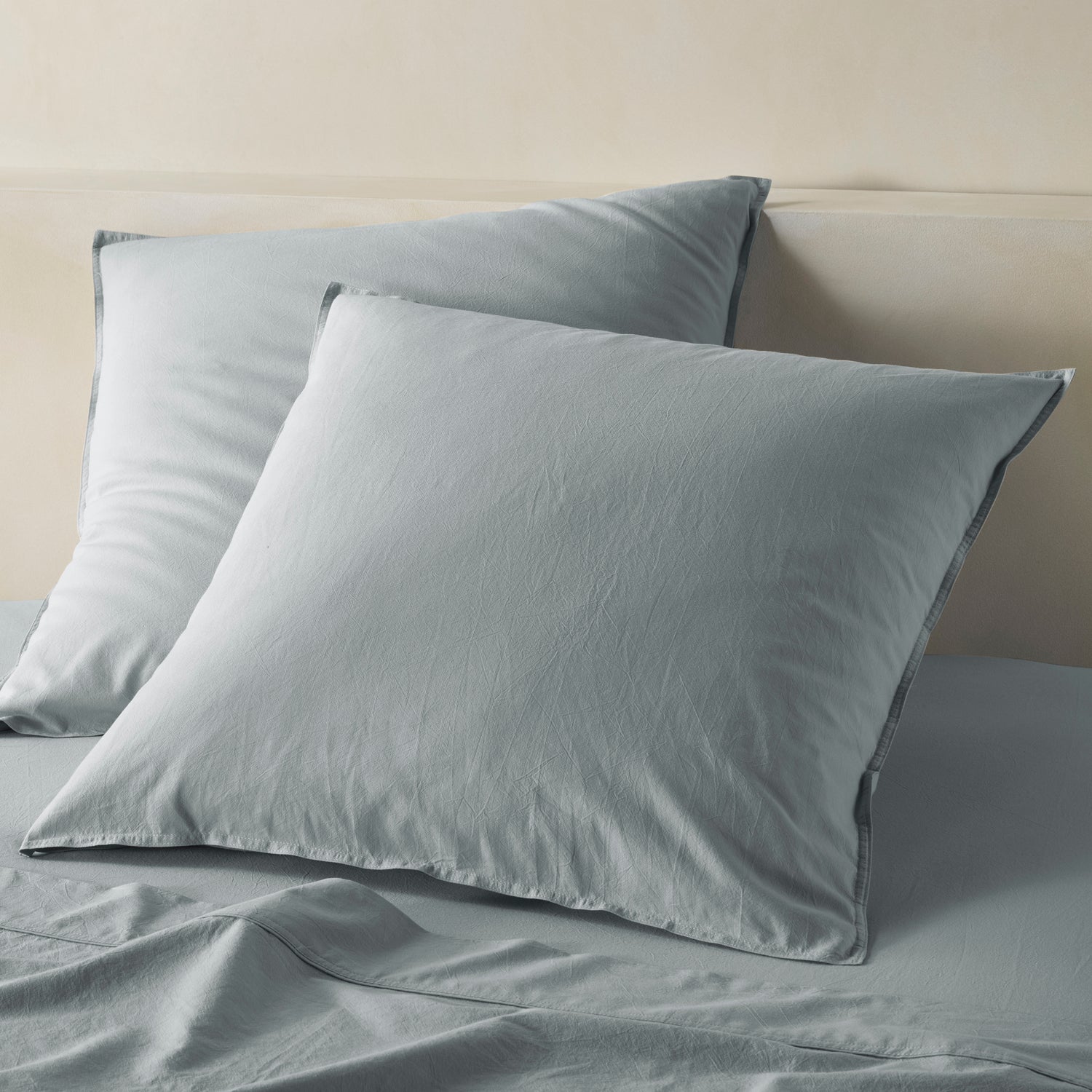 The Honest Label Washed Cotton European Pillowcase in Slate with grey tones pillowcase product view THL product image 1