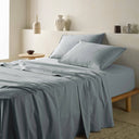 The Honest Label Washed Cotton Flat Sheet in Slate with grey tones flat sheet product view THL product image 1