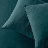 The Honest Label Pure Linen Standard Pillowcase (2 Pack) in Teal with green tones pillowcase product view THL product image 2