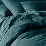 The Honest Label Pure Linen European Pillowcase in Teal with green tones pillowcase product view THL product image 2