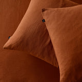The Honest Label Pure Linen Standard Pillowcase (2 Pack) in Terracotta with red tones pillowcase product view THL product image 2