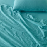 The Honest Label Washed Cotton Bedding - Azure with blue tones fitted sheet product view THL product image 7